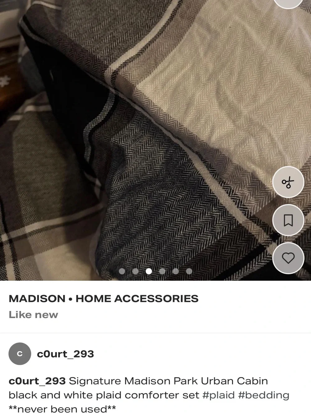 Madison Black and White Plaid Bedding Set